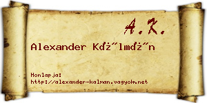 Alexander Kálmán névjegykártya