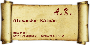 Alexander Kálmán névjegykártya